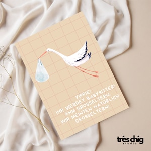 Postal "Yippie, vais a ser abuelos" de Très Chig Studio, idea regalo, regalo, bebé, nacimiento, niñera, cigüeña, padres, tarjeta