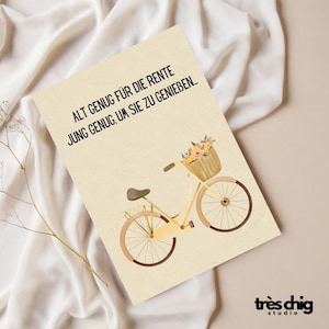 Carte postale "Profitez de la retraite" de Très Chig Studio, adieu, retraite, idée cadeau, cadeau, pour vous, heureux, merci, vieux, roue, vélo