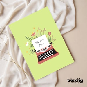 Postkarte "Thank You flowers" von Très Chig Studio, Thank You, Danke, Dankeschön, Geschenk, Geschenkidee, Vintage, Brief, Blumen, gift
