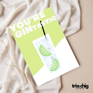Postcard "You're GINtastic" by Très Chig Studio, gift, gift idea, poison, card, funny, funny saying, alcohol, drink, gin