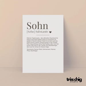 Postkarte "Definition Sohn" von Très Chig Studio Familie, Mama, Duden, Liebe, Geburt, Junge, Papa, Geburtstagsgeschenk, Dankeschön, Karte