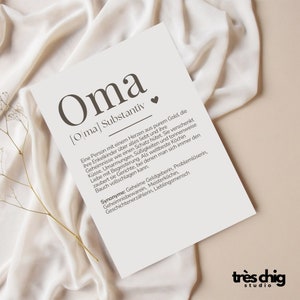 Carte postale "Définition Grand-mère" de Très Chig Studio pour dire merci, fête des mères, idée cadeau, grossesse, famille, maman, naissance, surprise, chérie
