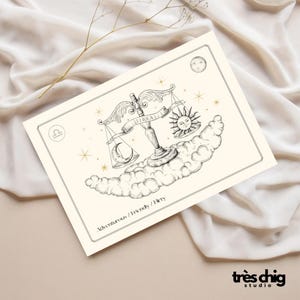 Postkarte „Waage Sternzeichen" von Très Chig Studio, Libra, Zodiac Sign, Geburtstag, Happy Birthday, Geschenkidee, Geschenk, Sterne, Star