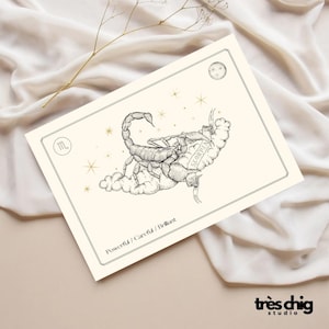 Postkarte „Skorpion Sternzeichen" von Très Chig Studio, Scorpio, Zodiac Sign, Geburtstag, Happy Birthday, Geschenkidee, Geschenk, Sterne