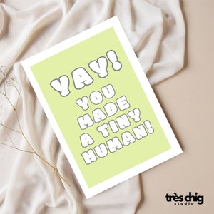 Carte postale "Ouais ! Vous avez créé un petit humain !" par Très Chig Studio, naissance, bébé, naissance, idée cadeau, présent, cadeau, babyshower, maman, papa, enfant