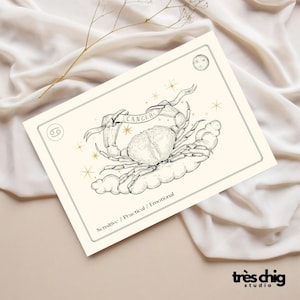 Carte postale "Signe du zodiaque Cancer" par Très Chig Studio, Cancer, Signe du zodiaque, Anniversaire, Joyeux anniversaire, Idée cadeau, Cadeau, Etoiles, Etoile