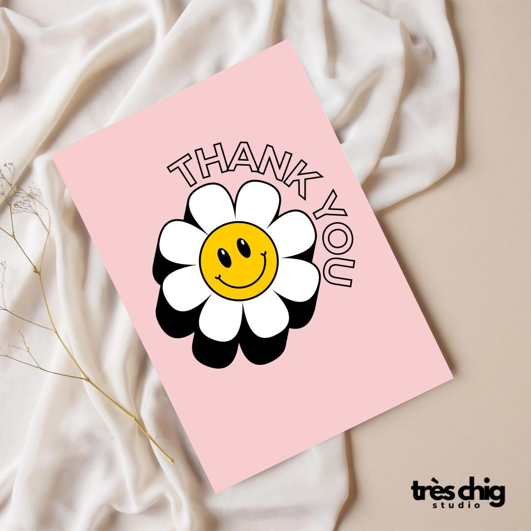 Postcard smiley Flower Thank You by Très Chig Studio, Thank You, Happy ...