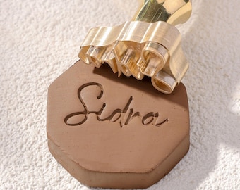 Custom Brass Clay Stamp, Personalized Signature Pottery Stamp