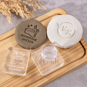 Sello acrílico personalizado para cerámica, sello de arcilla con iniciales, sello de cerámica con logotipo, regalo para alfareros, marca del fabricante