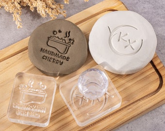Custom Acrylic Stamp for Pottery, Initial Clay Stamp, Ceramic Signature Stamp Logo, Gift for Potters, Maker's Mark