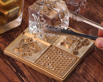 Custom Brass Ice Plate, Personalized Logo Ice Tray, Bar Drink Stamp, Father's Day Gift