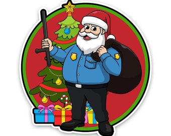 Santa Clause Police Sticker, Funny Police Sticker, Funny Law Enforcement Sticker