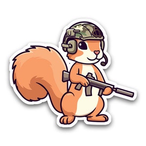 Squirrel Military Operator Sticker, Military Sticker, Funny Military Sticker image 1