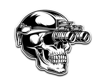 Night Vision Skull Sticker, Skull Operator, Skull Military Sticker, Military Night Vision Sticker, Morale Sticker | Die Cut Sticker