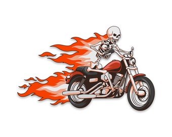 Skeleton Motorcycle Rider, Funny Motorcycle Sticker, Cool Motorcycle Sticker, Harley Davidson Sticker