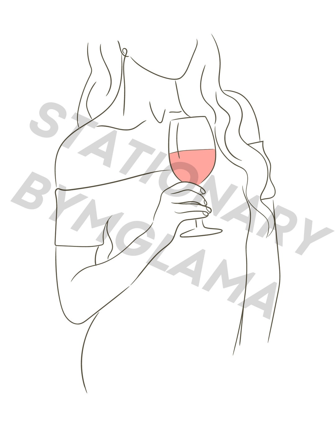 Rosé Wine Bar Cart Art Digital Print Instant Download PDF Contrast