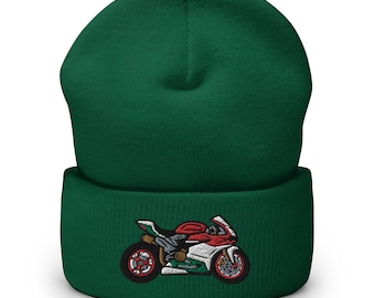 Geborduurde Italiaanse Superbike-muts met omslag: comfortabele unisex wintermuts