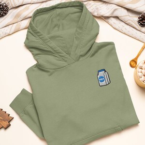 Met melkpak geborduurde hoodie van zware mix - stijlvol zacht katoen - verschillende kleuren