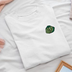 Grünkohl besticktes Rundhals-Sweatshirt: Baumwollmischung, Unisex-Passform