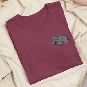 Elephant Embroidered T-Shirt with Comfortable Stretch - Soft, Lightweight, Variety of Colors