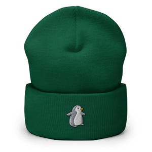 Baby Penguin Embroidered Cuffed Beanie: Cozy Unisex Winter Cap