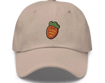 Kawaii Baby Carrot Embroidered Dad Cap - Trendy Unstructured Design - Comfortable Chino Cotton Twill in Variety of Colors