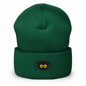 Spooky Spider Embroidered Cuffed Beanie: Cozy Unisex Winter Cap