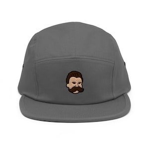 Tecknad Friedrich Nietzsche broderad 5-panels bomullscamperkeps: Justerbar passform