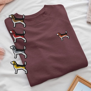 Beagle Embroidered Crew Neck Sweatshirt - Soft Cotton - Variety of Colors & Designs