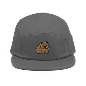 Cute Wombat Embroidered 5‑Panel Cotton Camper Cap: Adjustable Fit