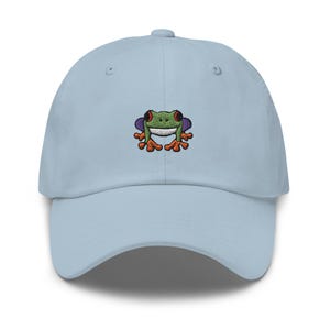 Red Eyed Laubfrosch Gestickte Kappe: Chino Baumwoll-Twill Einstellbar Unisex Hut