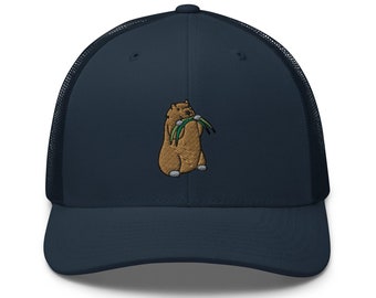 Marmot Munching Grass Embroidered Retro Trucker Hat - Structured with Mesh Back in Variety of Colors