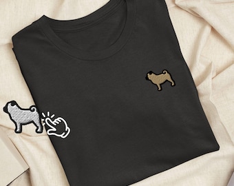 Pug Embroidered T-Shirt: Lightweight Cotton, Unisex Fit