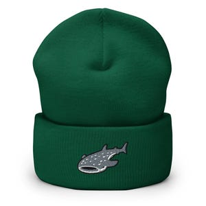 Whale Shark Embroidered Cuffed Beanie - Warm and Stylish Headwear in Variety of Colors - Ocean and Nature Lover Design