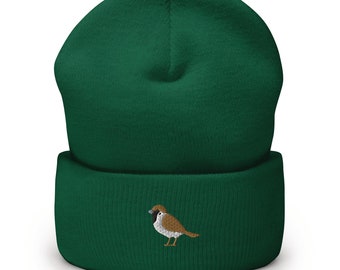 Sparrow Embroidered Cuffed Beanie - Warm and Stylish Headwear in Variety of Colors