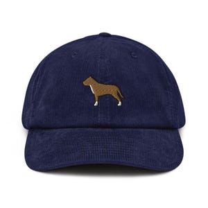 American Pit Bull Terrier Embroidered Cotton Corduroy Hat: Adjustable Fit