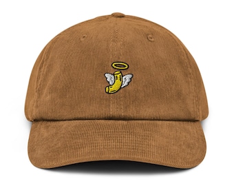 Chapeau en velours côtelé de coton brodé Holy Macaroni : coupe ajustable