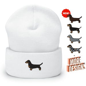 Gorro de invierno unisex con bordado de perro salchicha: gorro de invierno cómodo