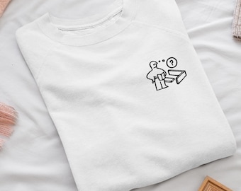Confused IKEA Man Embroidered Crewneck Sweatshirt: Cotton Blend, Unisex Fit
