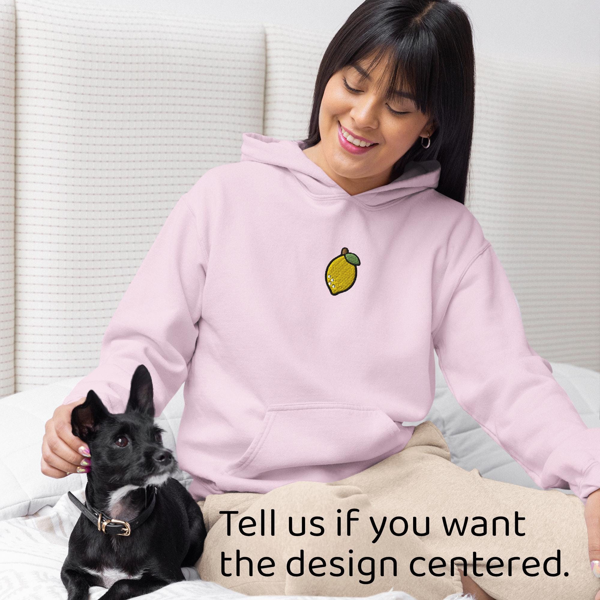 Yellow Lemon Embroidered Hoodie: Heavy Blend Cotton-poly, Unisex 