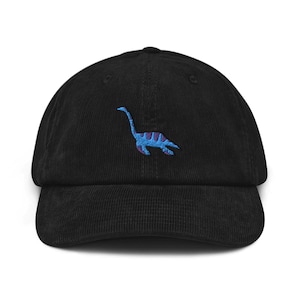 Plesiosaurus Embroidered Cotton Corduroy Hat: Adjustable Fit
