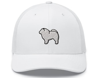 Chow Chow  Embroidered Retro Trucker Hat - Structured with Mesh Back in Variety of Colors