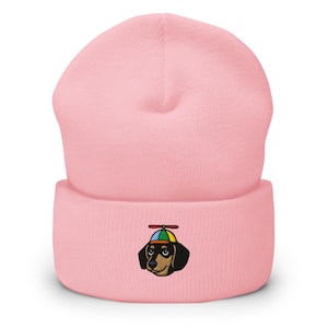 Gorro bordado con puños de Dachshund con hélice: un gorro cálido y elegante en una variedad ilimitada de colores. Un regalo para los amantes de los Dachshunds.