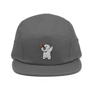 Boba Polar Bear Embroidered 5 Panel Camper Cap - Pure Cotton Comfortable Fit in Variety of Colors