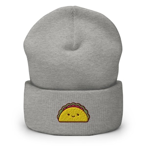 Cute Taco Embroidered Cuffed Beanie: Cozy Unisex Winter Cap