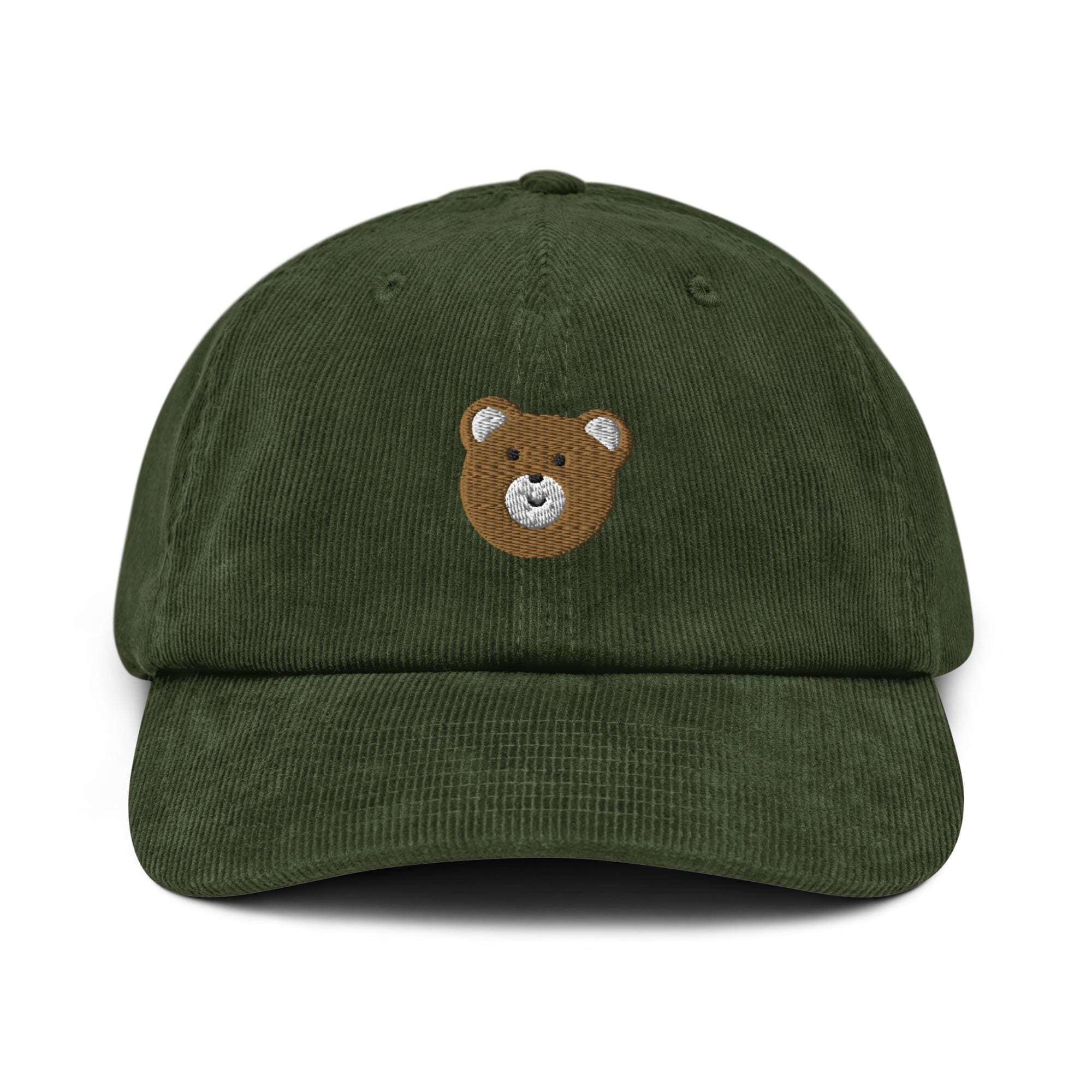 Brown Mr. Teddy Bear Embroidered Corduroy Hat - 100% Cotton Corduroy in Variety of Colors Wardrobe Essential