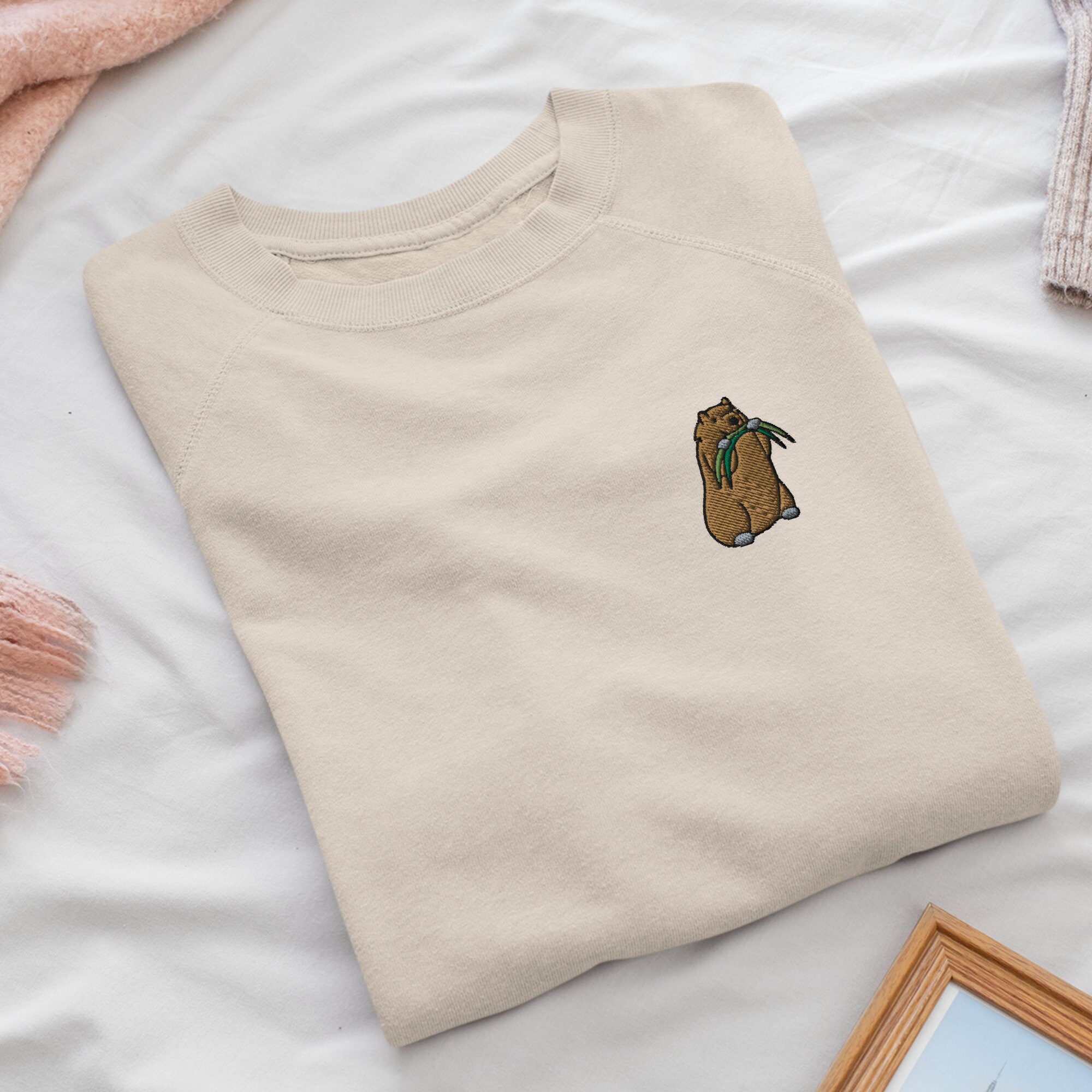 Marmot Munching Grass Embroidered Crew Neck Sweatshirt - Soft Cotton - Variety of Colors