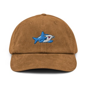 Friendly Hammerhead Shark Embroidered Corduroy Hat - 100% Cotton Corduroy in Variety of Colors Wardrobe Essential