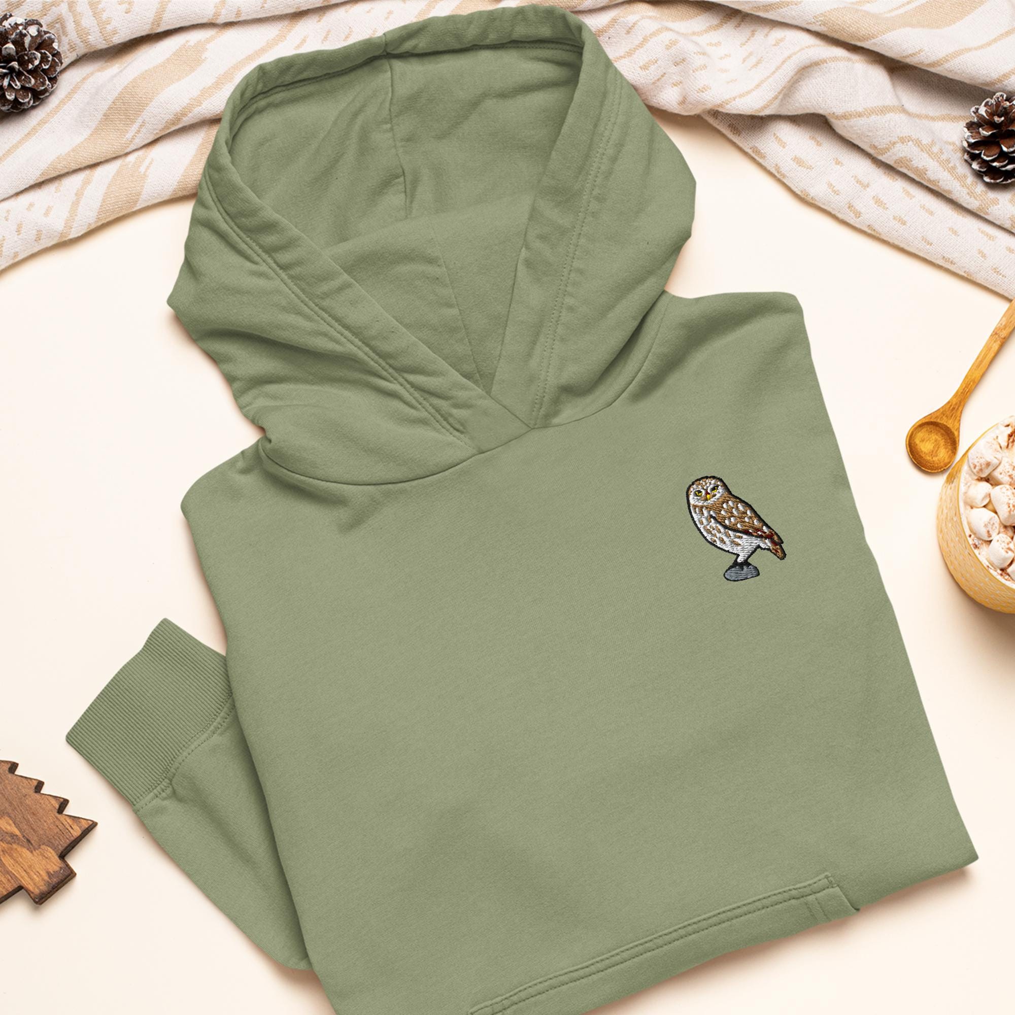 Little Owl of Athena Embroidered Hoodie: Heavy Blend Cotton-Poly, Unisex Fit