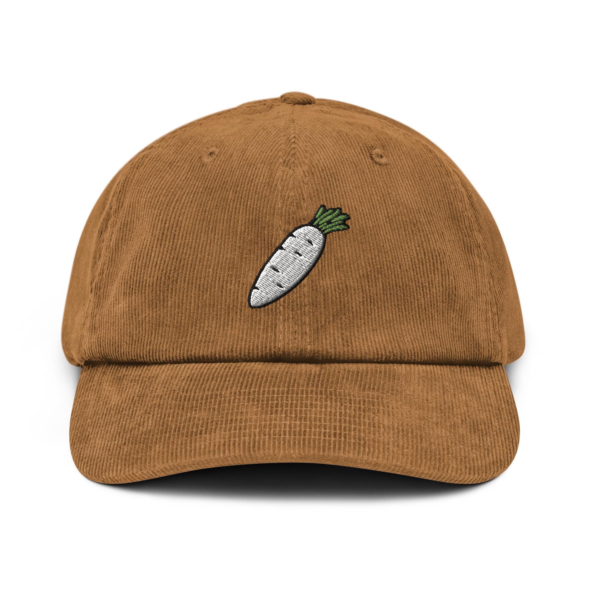 Daikon White Radish Embroidered Corduroy Hat - 100% Cotton Corduroy in Variety of Colors Wardrobe Essential